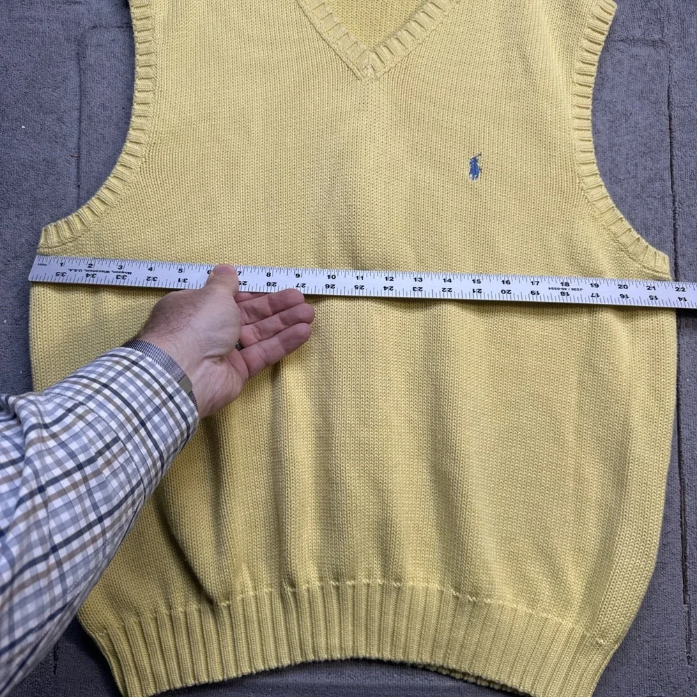 Polo Ralph Lauren Sweater Vest Men's XL Yellow‎ V Neck Preppy Pony Logo Classic